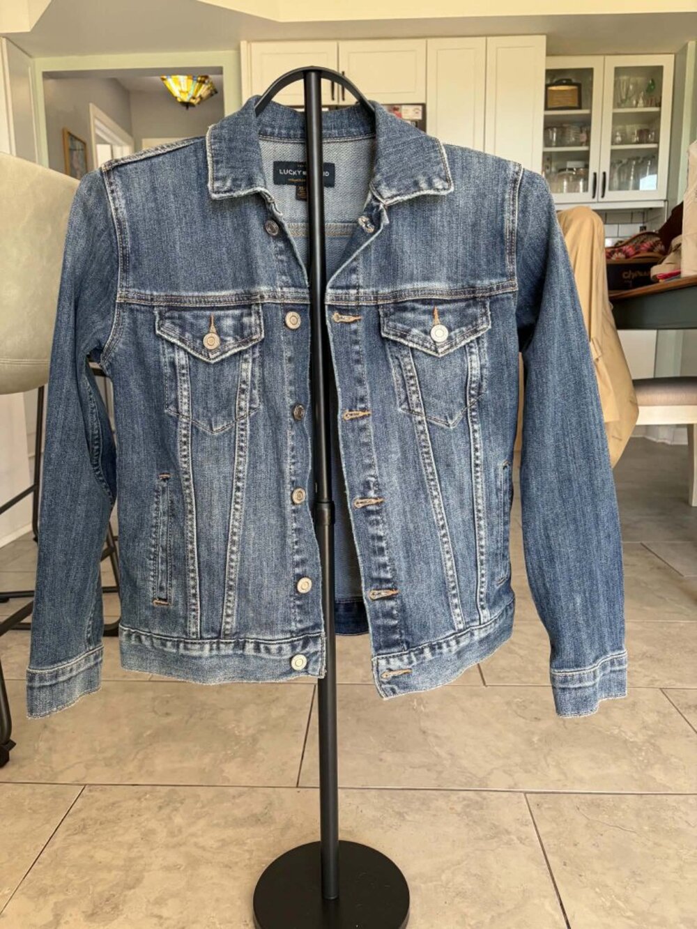 Lucky Brand The Tomboy Trucker Denim Jacket Medium Wash Blue Size XS